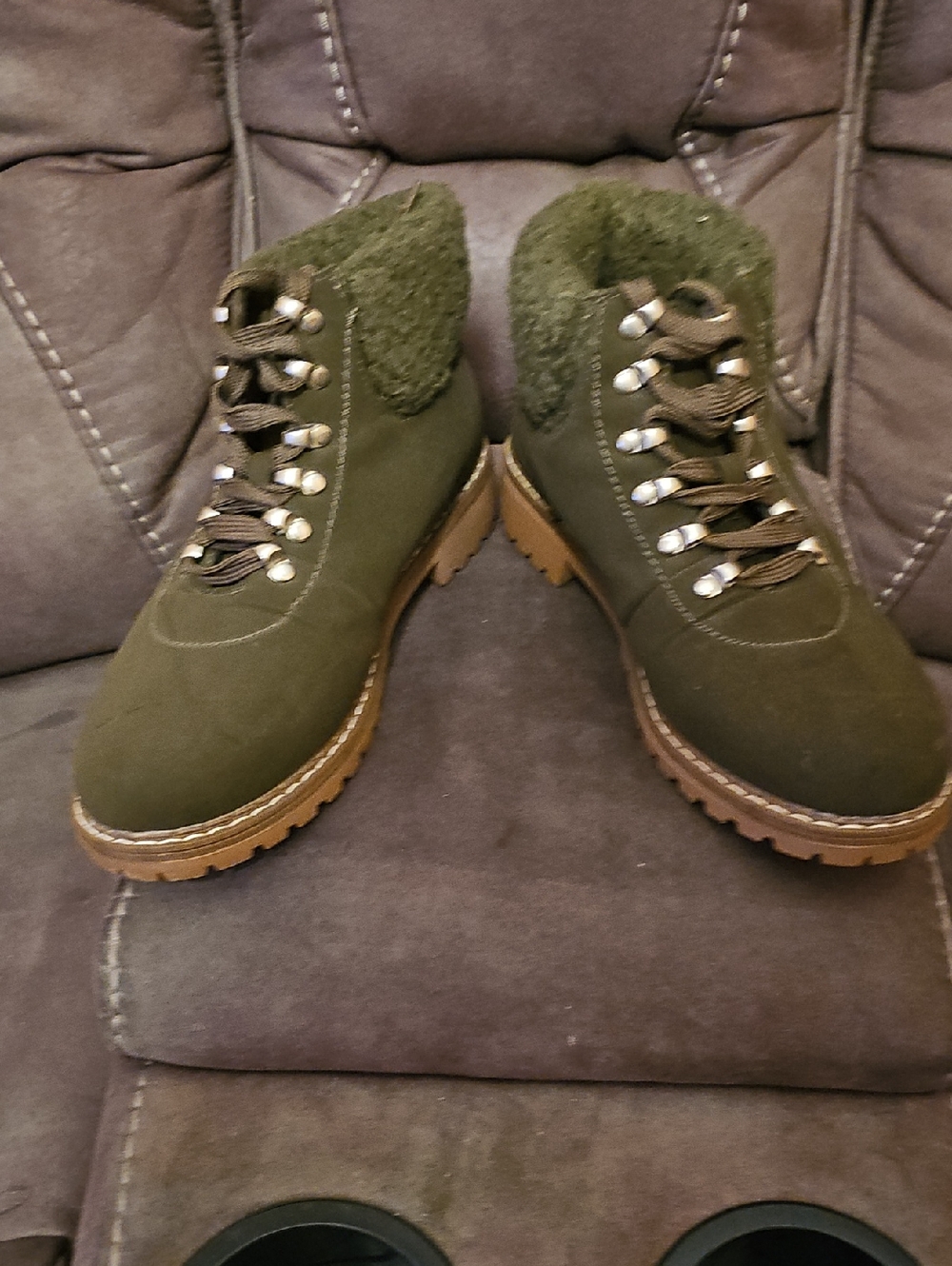 Women’s Olive Green Suede Hiking Ankle Boots